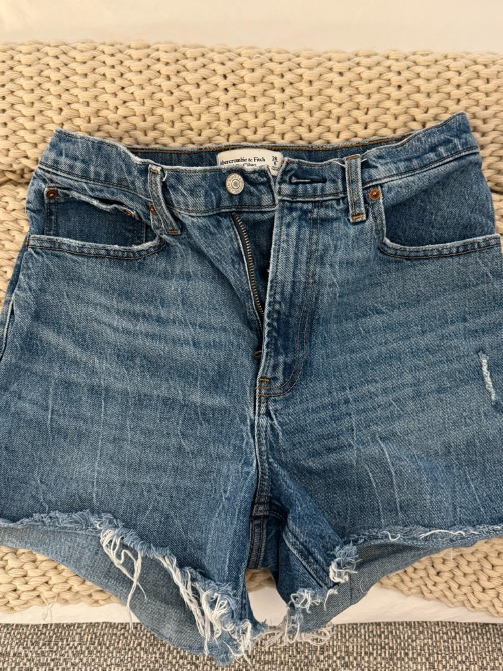 Abercrombie & Fitch Light Blue High-Rise 4" Short- Curve Love